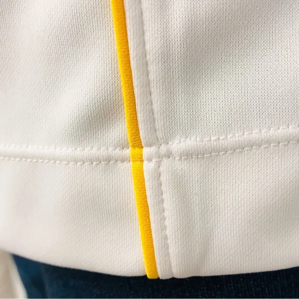 Slazenger White Zip Front Polo Activewear Shirt with Gold Piping Short Sleeve - Picture 7 of 16
